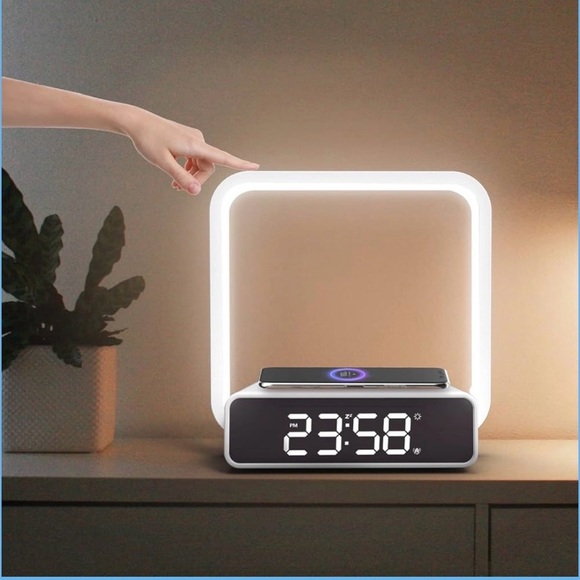 Modern White Alarm Clock with Snooze Function - Picture 3 of 10